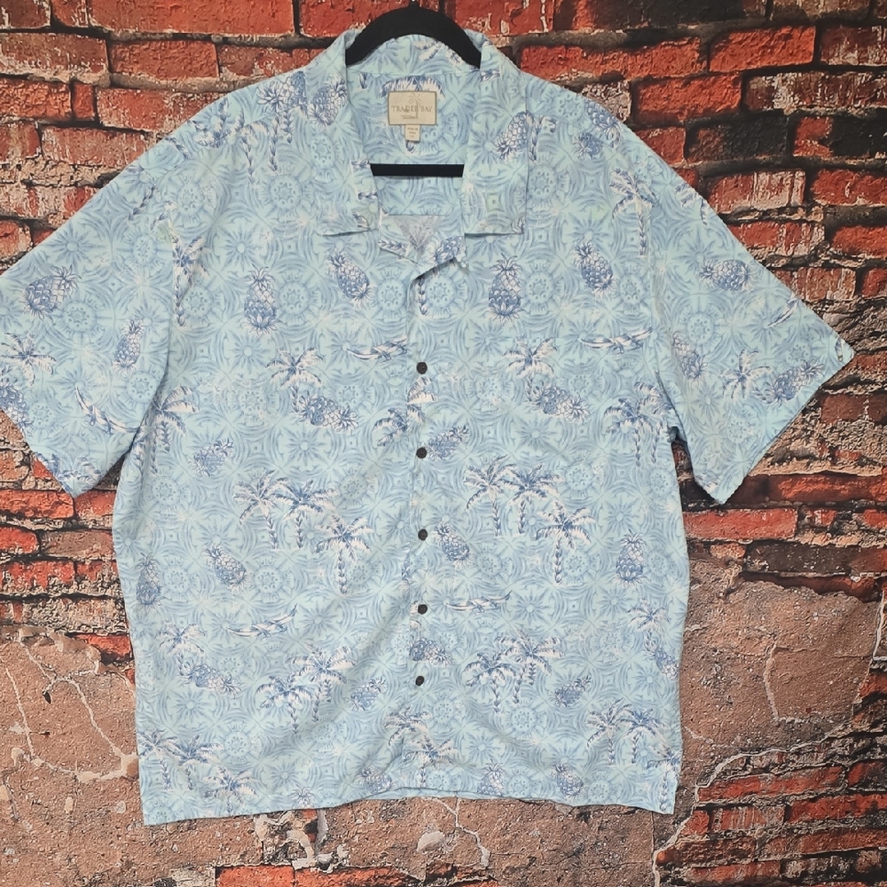 Trader Bay Short Sleeve Button Down Hawaiian Tropical Print Shirt SZ XXL